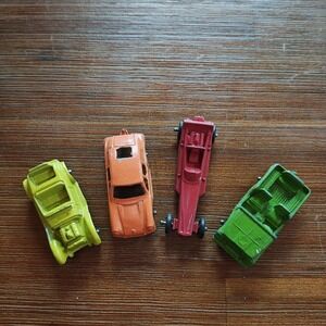 Vintage TootsieToy Lot of 4 Diecast Car Wedge Dragster Jeep Porsche 911 Roadster